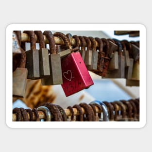 Red love lock with heart Sticker